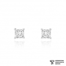 White Gold Princess Cut Lab Grown Diamond Earrings 3.64ct TDW